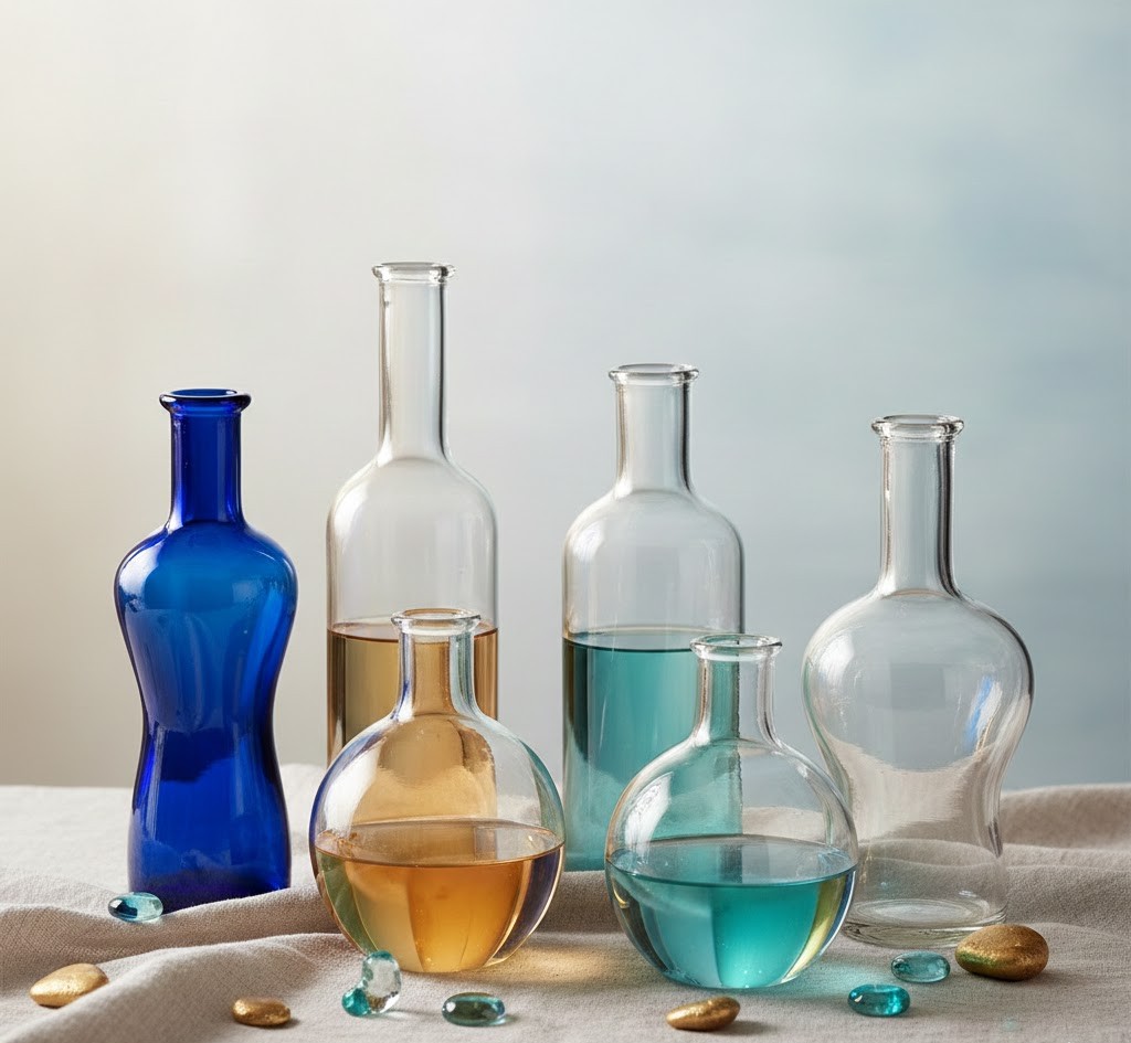 Glass collection decorative bottles