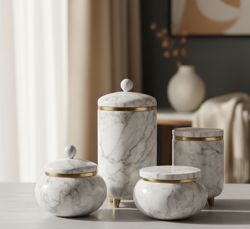 Marble collection decorative jars
