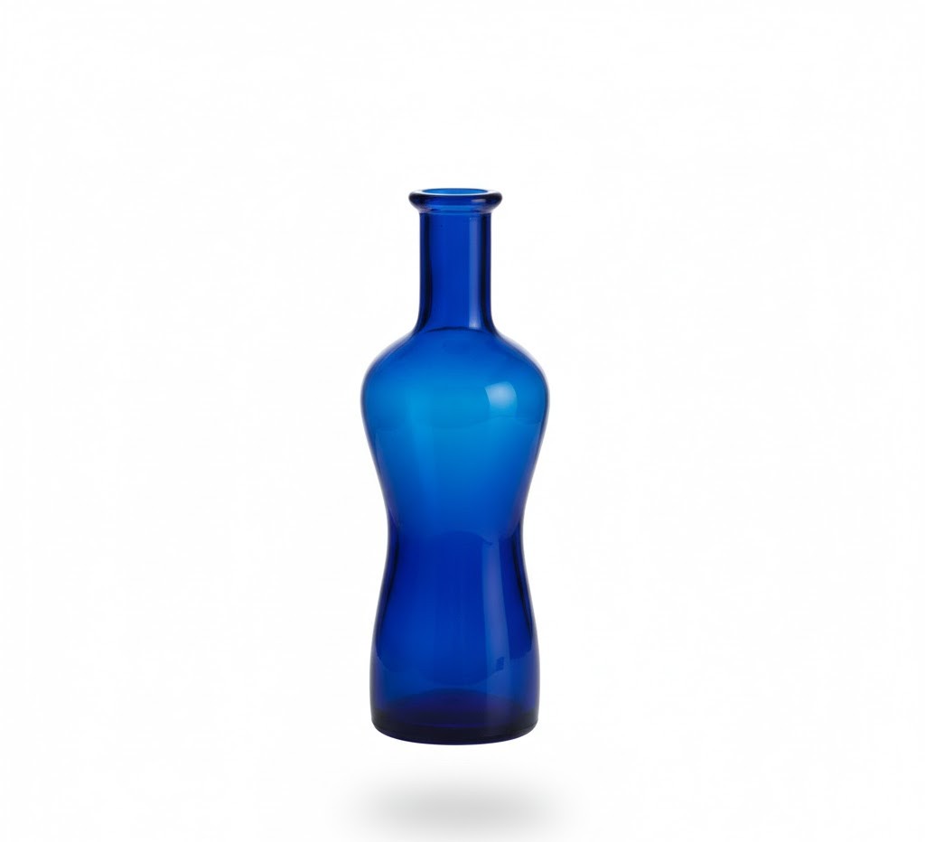 Blue tinted glass bottle