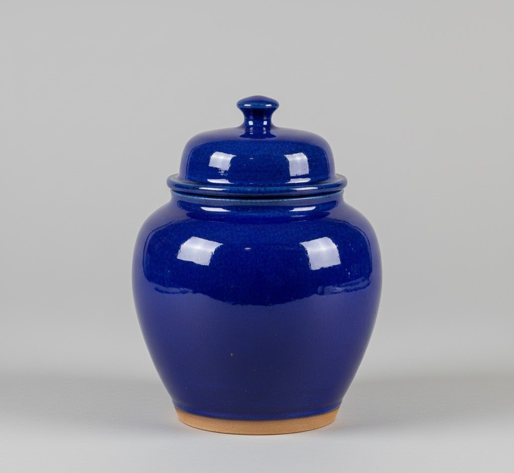 Glazed ceramic jar in blue