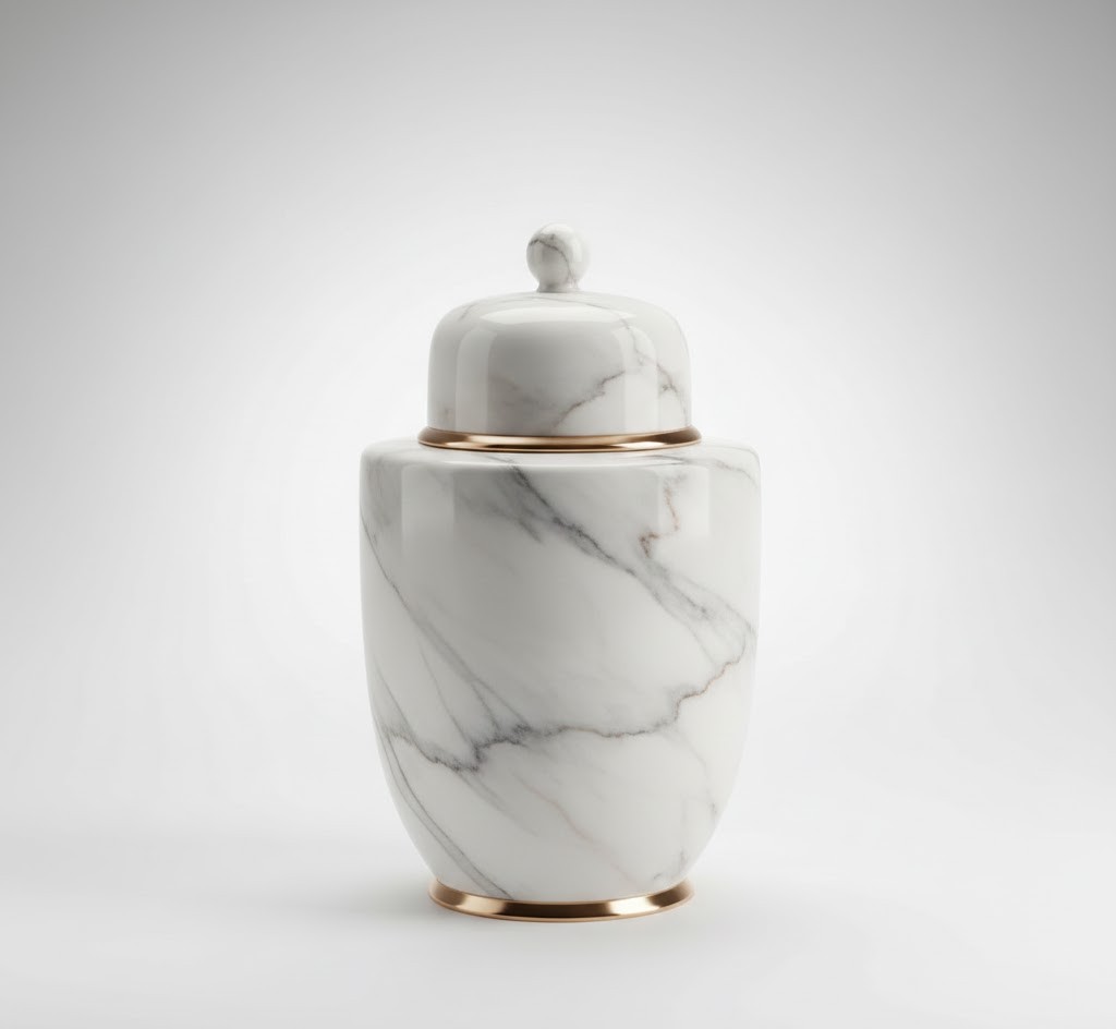 Marble finish decorative jar